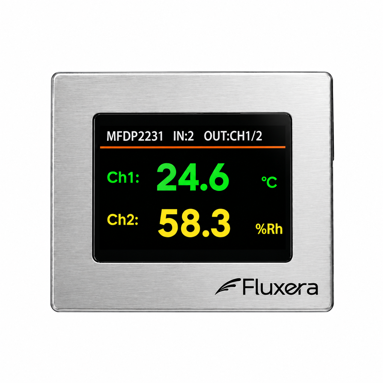 Engineered for critical environments requiring stringent hygiene, this multi-functional environmental monitor is designed for flush mounting to precisely measure and display temperature, humidity, and differential pressure. It features a rugged 316L stainless steel front panel integrated with a polycarbonate display window, utilizing a seamless, flat-surface architecture that prevents dust accumulation and stands up securely to aggressive chemical cleaning protocols involving standard detergents, sanitizers, and bactericides. The unit is equipped with a large, high-brightness 3.2-inch color TFT LCD screen capable of displaying input channels one through three either simultaneously in parallel or through an alternating view. Data acquisition relies on high-accuracy, 100% field-changeable sensors. To accommodate diverse control schemes, the hardware supports multiple input and output configurations, including optional provisions for three analog 4 to 20mA or 0 to 10V input signals, as well as three optional 0 to 10V analog output channels. For system networking and supervisory control, the device integrates optional RS485 communication utilizing the Modbus RTU protocol alongside optional front-panel key functions. This ensures native compatibility with any DDC, PLC, SCADA, or third-party data collection platform. By consolidating local measurement, visualization, and network connectivity into a single compact unit, it delivers an optimized performance-to-price ratio that directly replaces traditional, single-channel temperature, relative humidity, and differential pressure instruments.